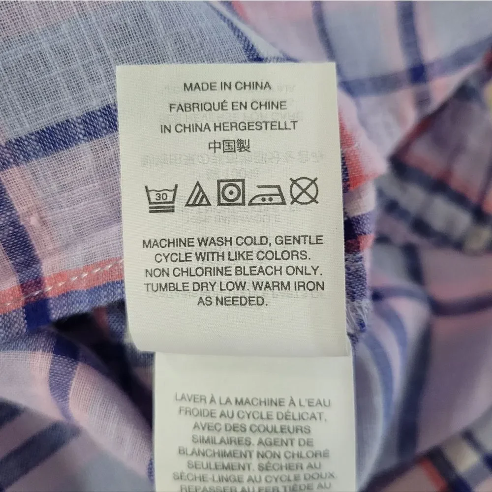 J. Crew Women's Gathered Henley Lilac Plaid Shirt